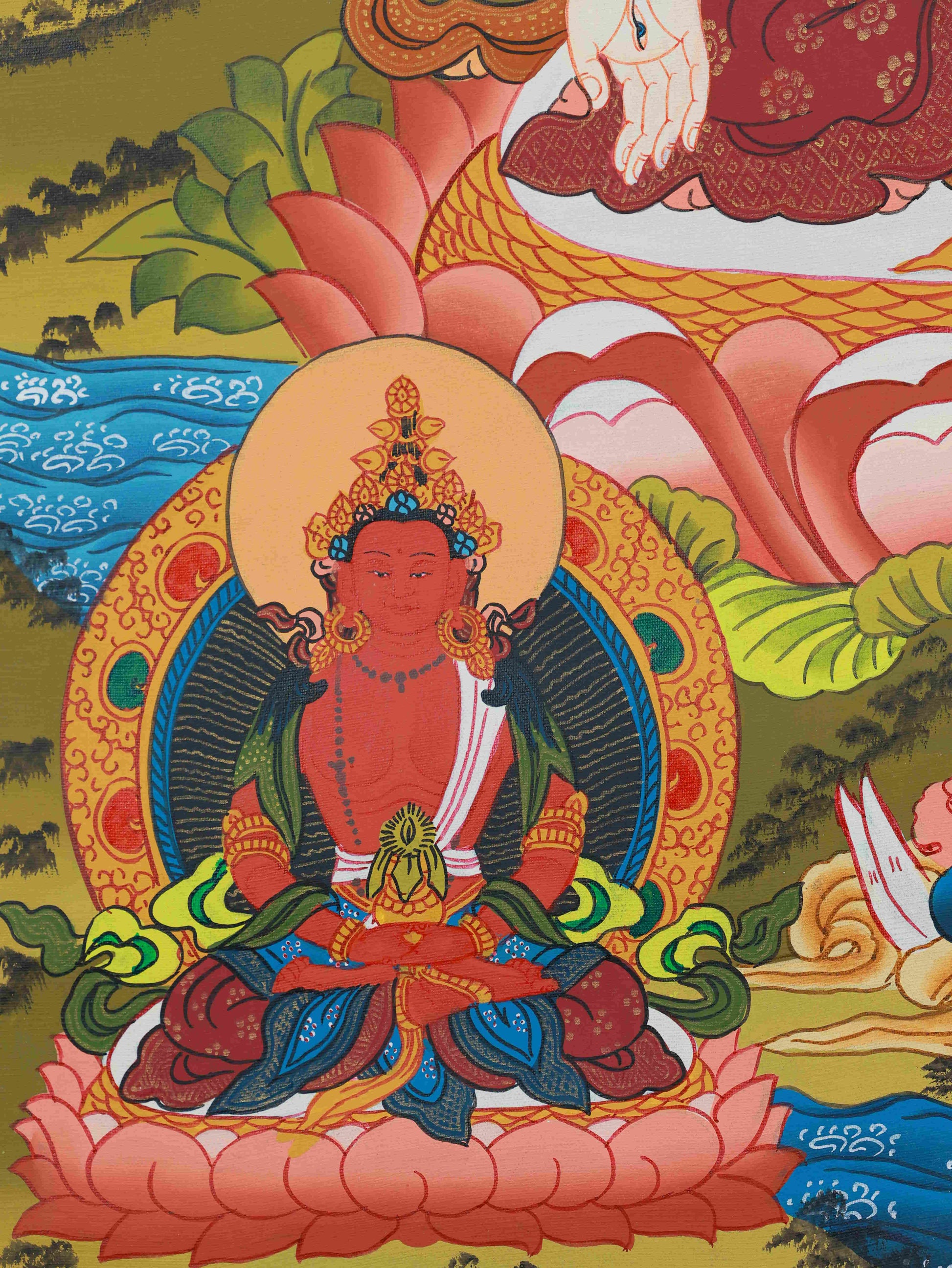 Handcrafted Tibetan Buddhist Thangka painting of White Tara, ideal for spiritual practice and meditation.
