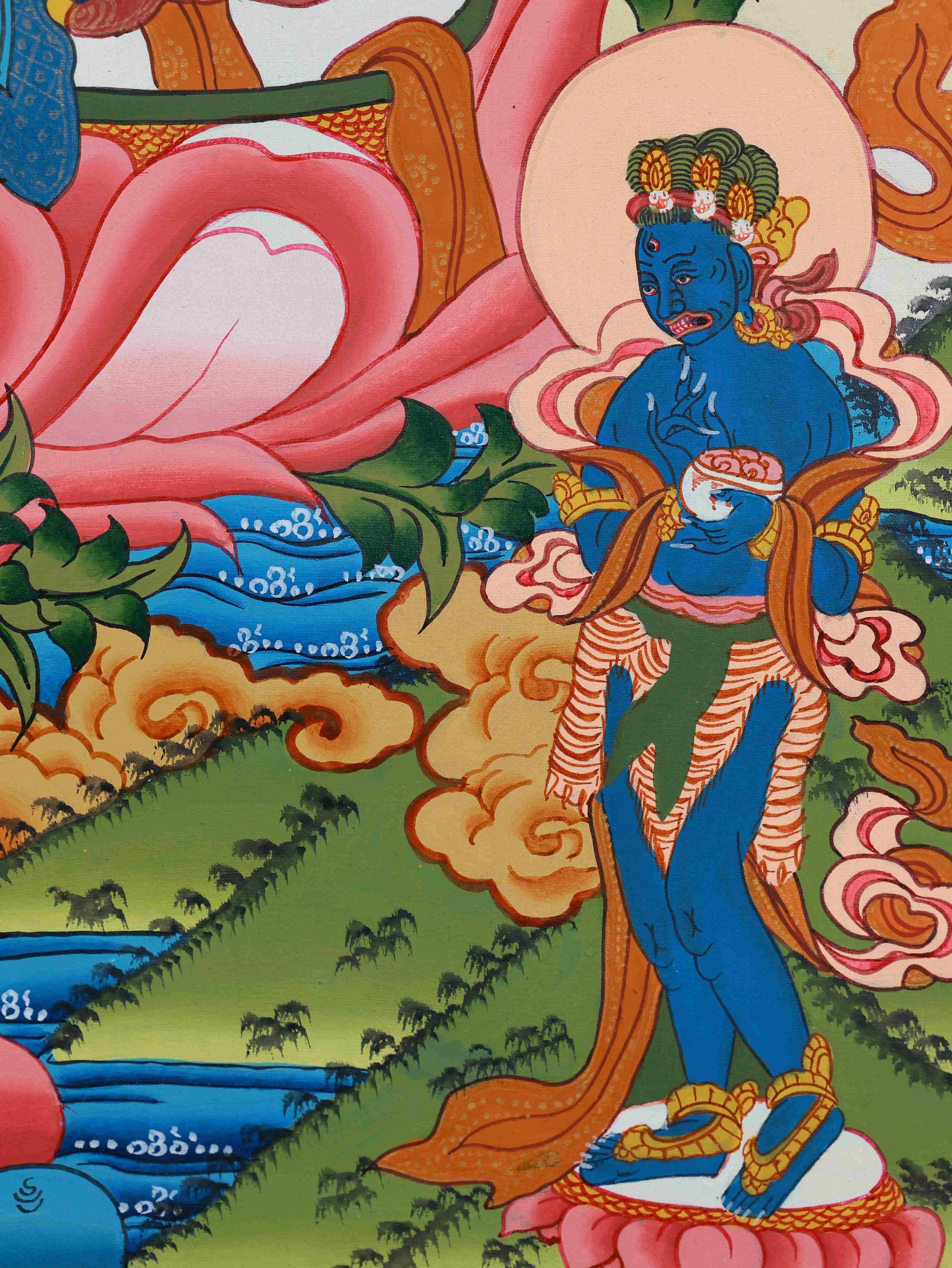 Tibetan Buddhist hand-painted White Tara Thangka, sacred artwork for home, shrine, or meditation space.