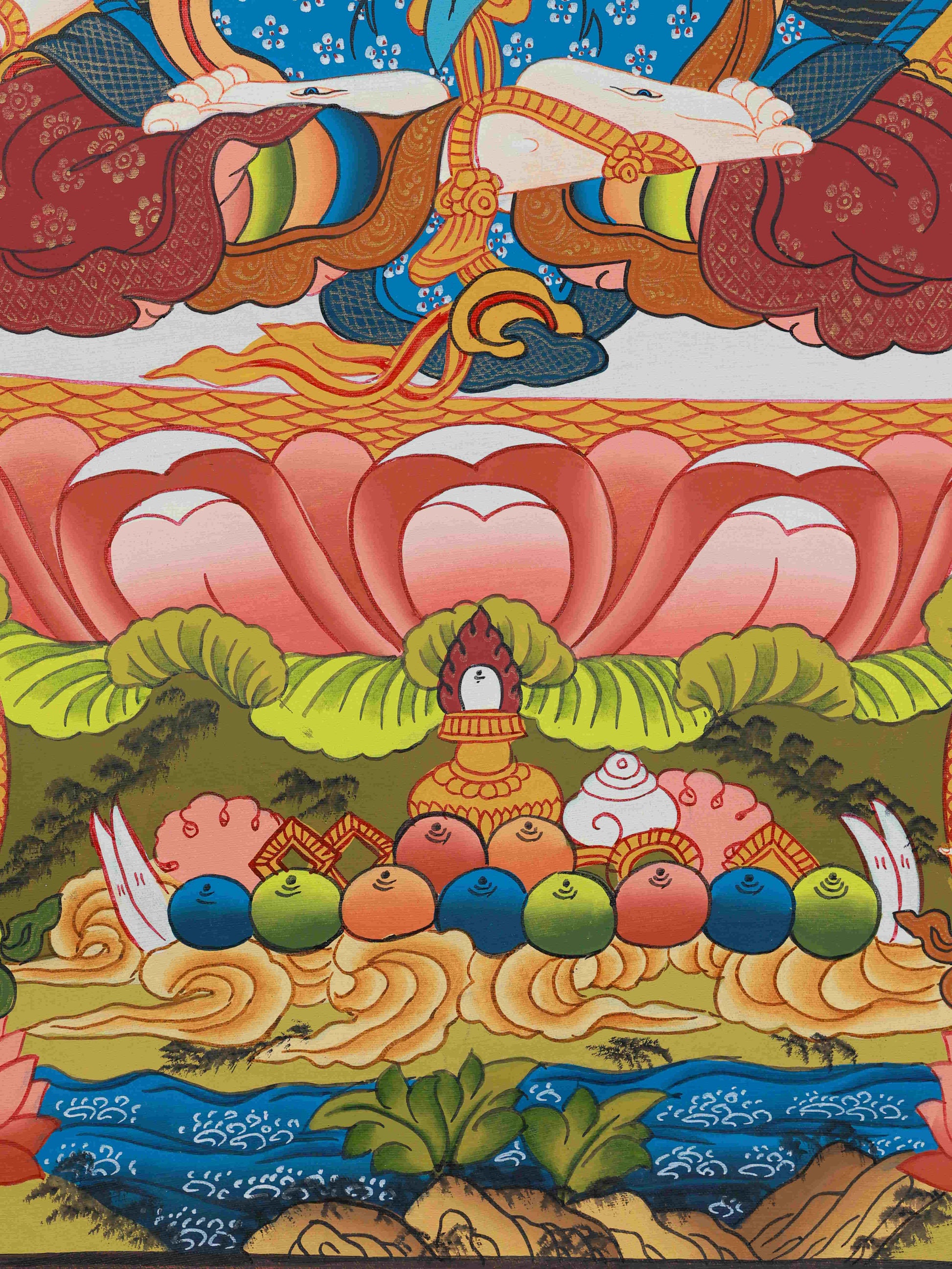 White Tara Thangka on fine Thangka canvas, hand-painted, enhancing spiritual energy and compassion.