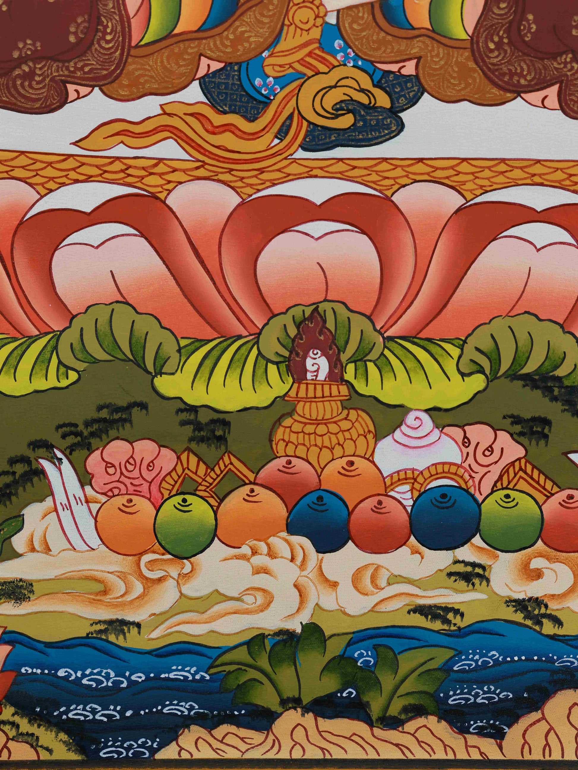 Hand-painted Tibetan Buddhist White Tara Thangka, sacred art for healing and spiritual practice.