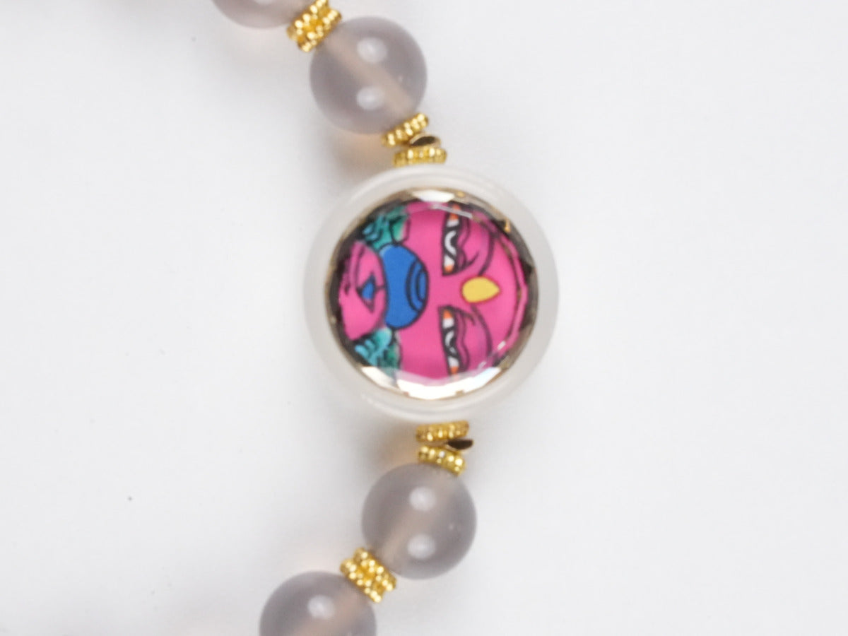 Authentic Tibetan Buddhist Hayagriva protector mini thangka bracelet, handmade using traditional thangka techniques and mineral pigments, ideal for spiritual practitioners and Buddha art lovers.