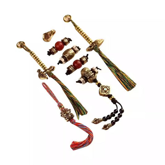 Tibetan Buddhist Jewelry Culture handcrafted 108 Buddhist beads with spacers, DIY bracelet set, copper accessories, jewelry art