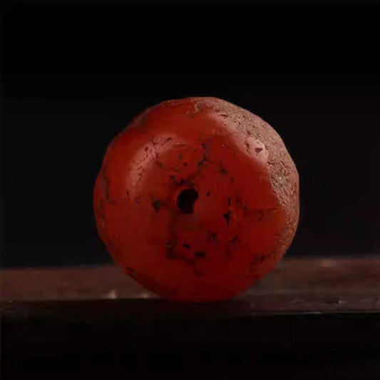 Tibetan Buddhist Jewelry Culture antique Ming Qing agate spacer round beads, fully weathered Tibetan reclaimed agate with handcrafted sandalwood bracelet accessories, jewelry art