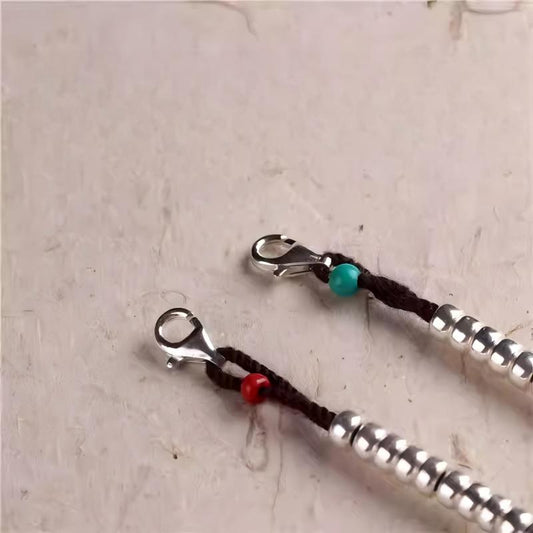 Tibetan Buddhist Jewelry Culture detachable sterling silver prayer beads side hanging DIY accessory, handcrafted Tibetan Buddhist jewelry art