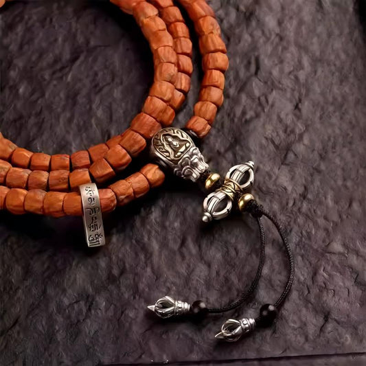 Tibetan Buddhist Jewelry Culture silver copper formless Buddha beads, DIY Vajra star-moon bracelet accessory, handcrafted Tibetan jewelry art