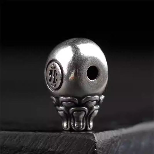 Tibetan Buddhist Jewelry Culture handcrafted silver copper Buddha head barrel beads, DIY bracelet accessory, Tibetan Jewelry art