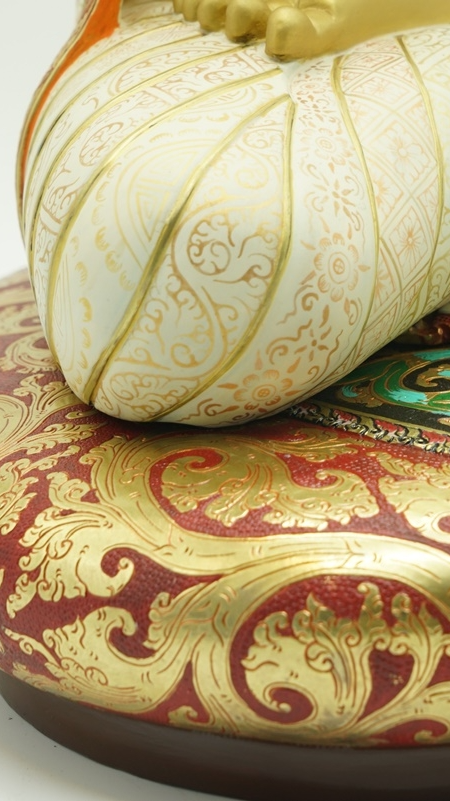 Hand-painted Maitreya Buddha statue made with mud-gold technique, authentic Tibetan Buddhist statues for home shrine.