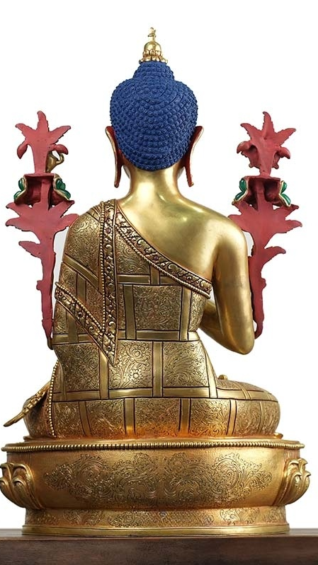 Tibetan-Buddhist Maitreya Buddha, Hand-Painted, Gold Leaf Finish