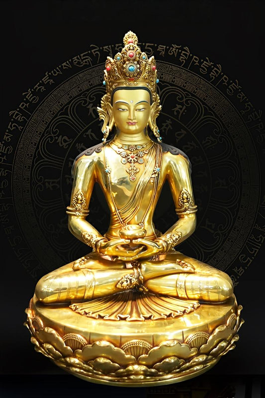 Tibetan Buddhist Medicine Buddha Shakyamuni brass handcrafted statue, Buddhist art for shrine and meditation.