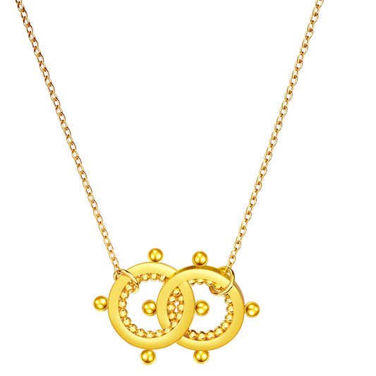 "Handmade Tibetan Buddhist 925 silver necklace with 18K gold plating, featuring a mountain-water design symbolizing connection and friendship."