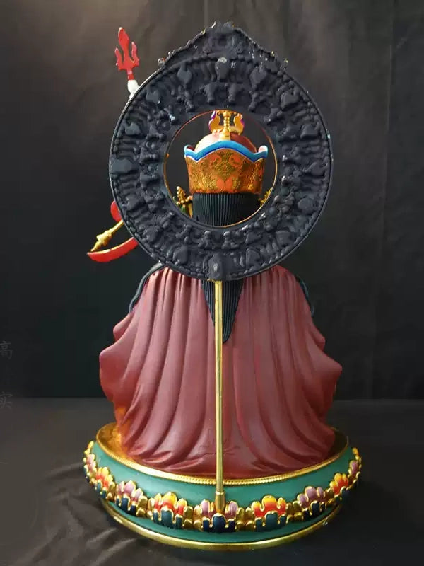 Tibetan Buddhist Padmasambhava handmade brass statue with colorful painted details, exquisite Buddhist Art for altar and collectors.