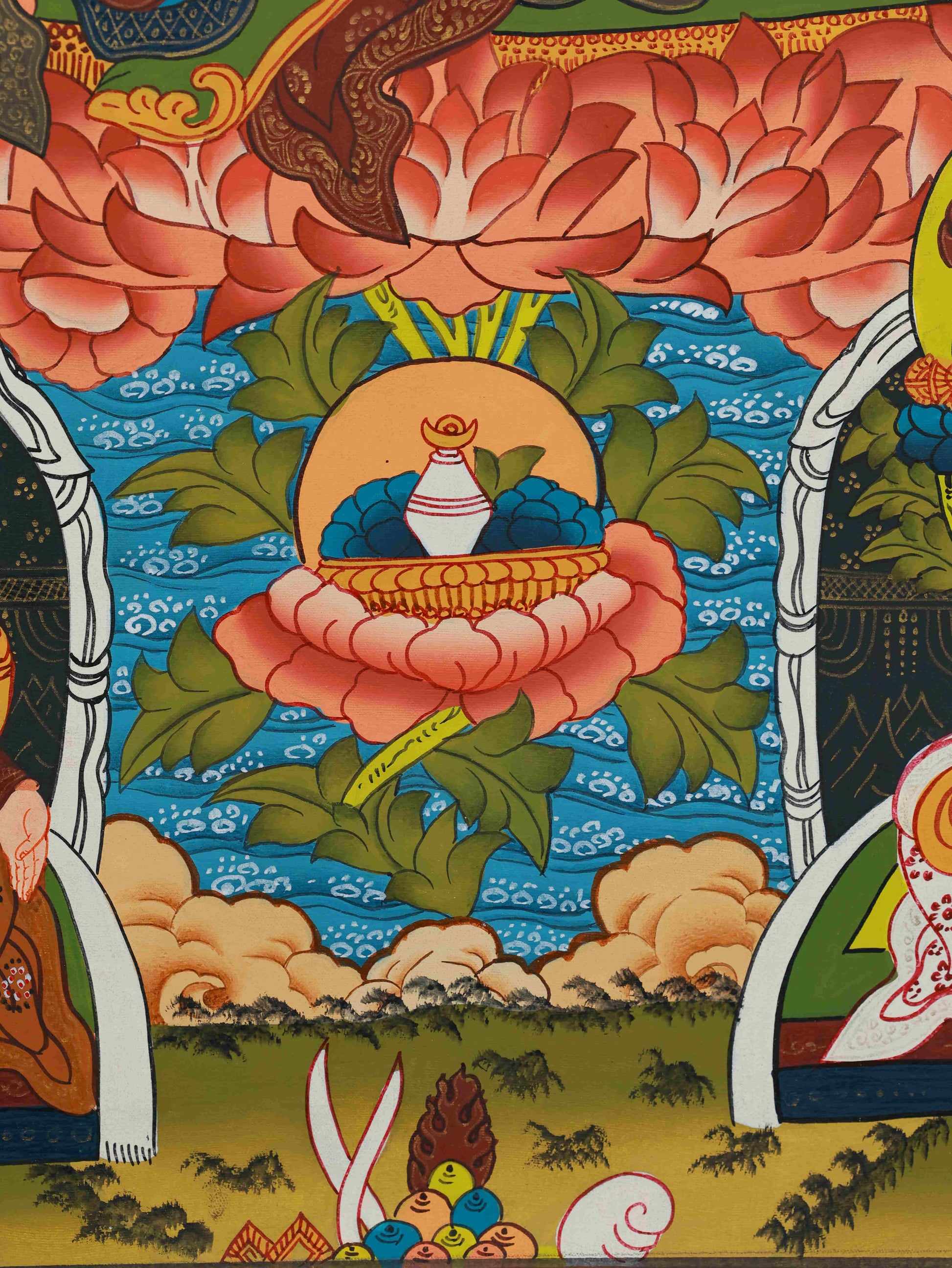 Traditional Tibetan Thangka of Padmasambhava - Hand Painted Blessings Art