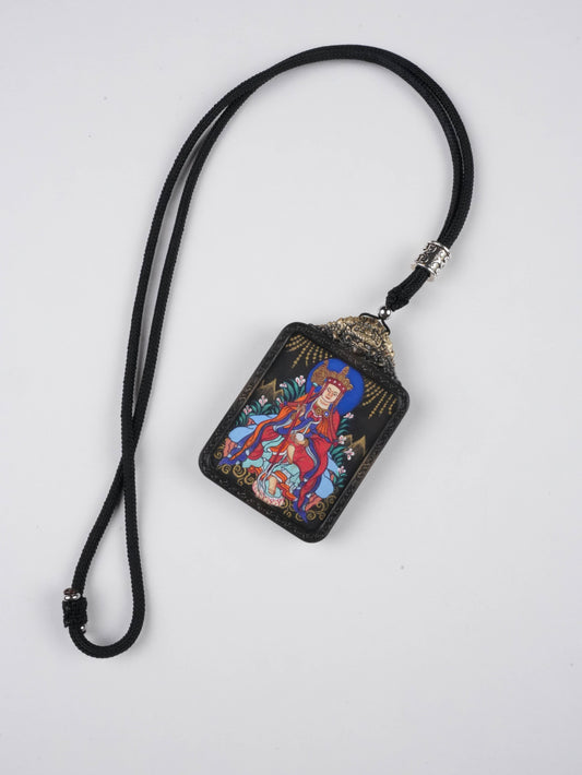 Tibetan Buddhist Thangka Painting of Padmasambhava Lotus Born Master, hand-painted on traditional canvas with natural mineral pigments.