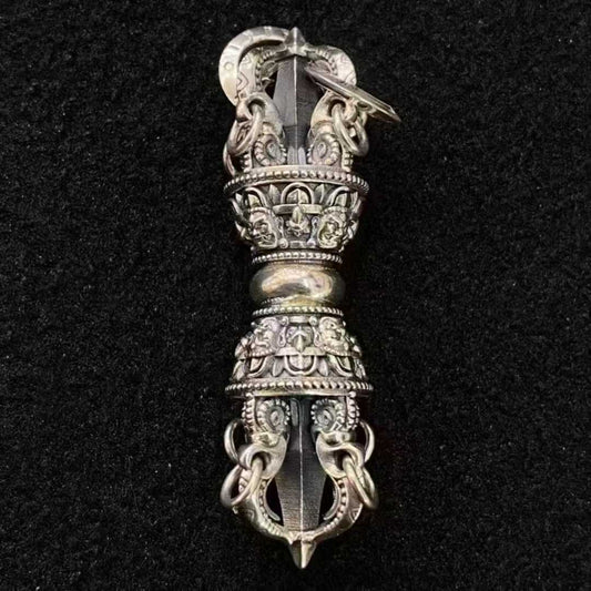 Handmade S925 Para Vajra pendant inspired by Tibetan Buddhist jewelry art.