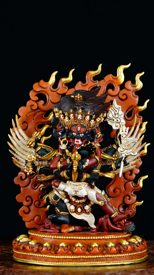 Wrathful Vajrakilaya Phurba protector deity, handcrafted Tibetan Buddhist statues, traditional Buddha Statue-Art