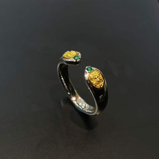 "Pure Silver Zakir Lam Ring, Handcrafted in Tibetan Buddhist Style"