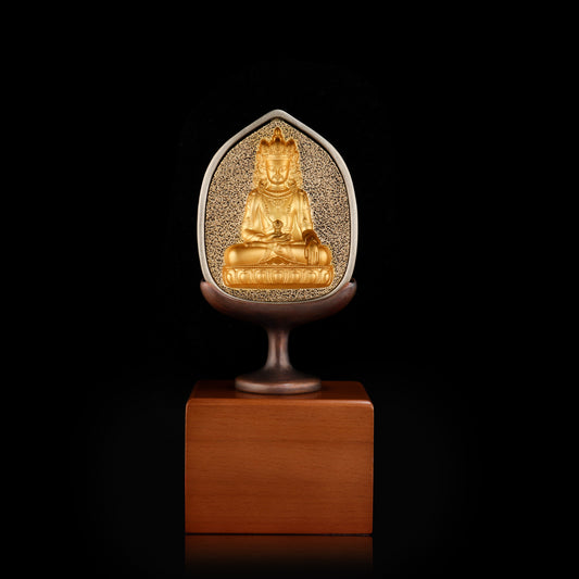 Handcrafted Tibetan Buddhist tsatsa mold ornament made of brass and copper.