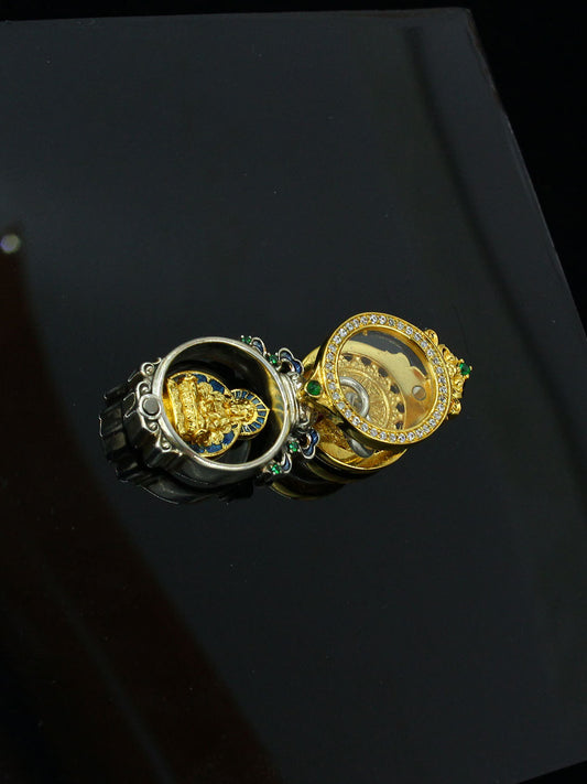 Handmade 925 sterling silver 24K gold-plated Amitayus pendant, a core piece of Tibetan Buddhist sacrificial implements culture for longevity and health.