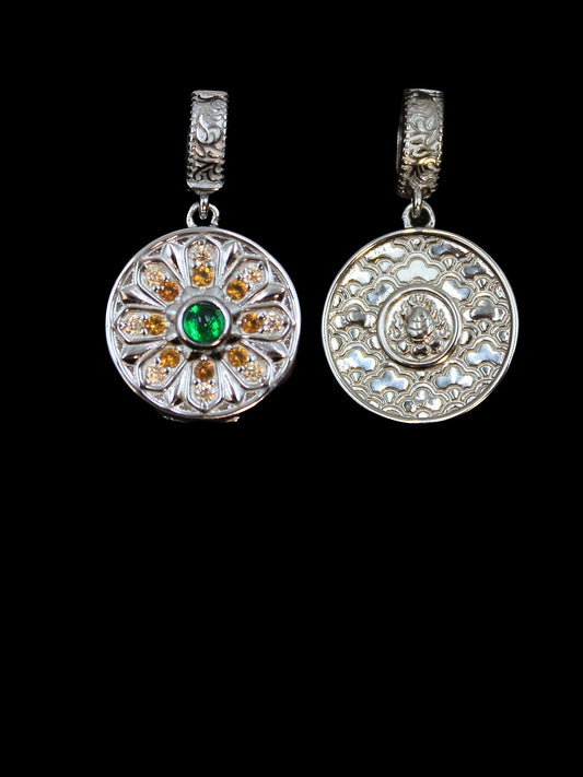 Handmade Green Tara Gau box shrine pendant, a sacred piece of Tibetan Buddhist sacrificial implements culture for swift protection and merit.