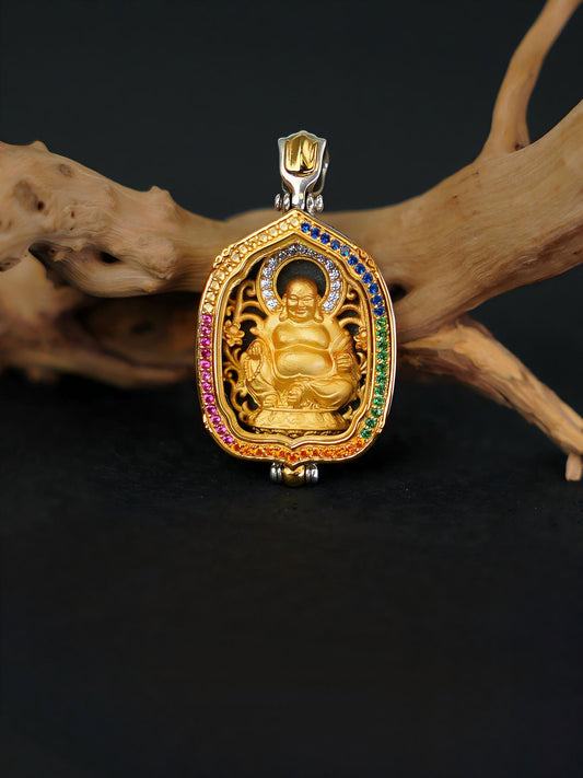 Tibetan-Buddhist Gold Maitreya Gau Box: Sacrificial Art