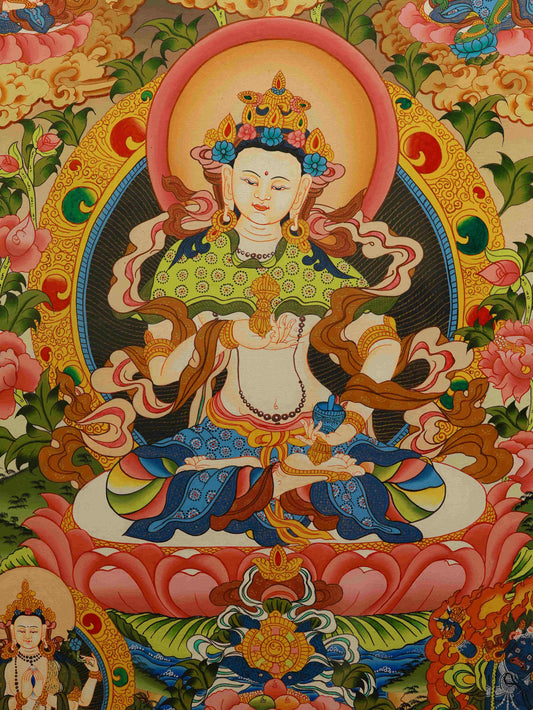 Pure Hand-painted Samantabhadra Bodhisattva Tibetan Thangka Art – Mineral Pigment Canvas Painting