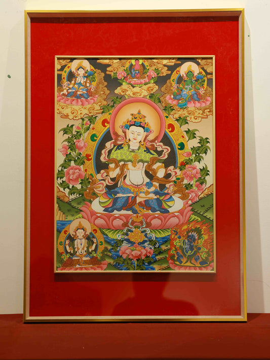 Tibetan Buddhist Samantabhadra Bodhisattva Thangka Painting – Hand-painted Canvas Thangka Art for Enlightenment