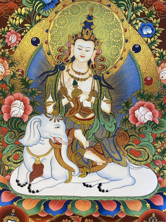 Tibetan Buddhist Samantabhadra Thangka – Hand-Painted with Mineral Pigments on Canvas, Traditional Bodhisattva Sacred Art, 75x50cm