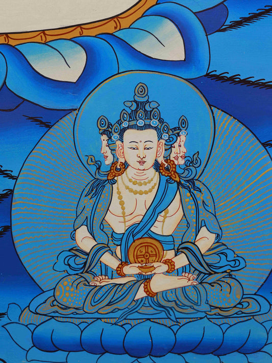 Tibetan Buddhist Samantabhadra Thangka Painting with Natural Mineral Pigments - Bodhisattva of Action