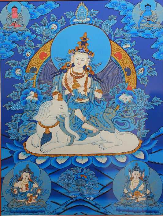 Tibetan Buddhist Thangka Painting - Samantabhadra on Lotus Throne