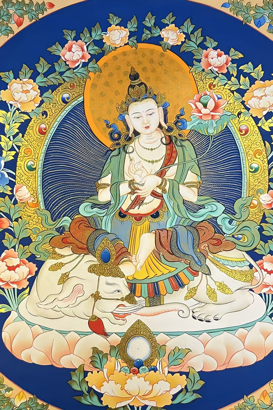 Spiritual hand-painted Samantabhadra thangka, Tibetan Buddhist thangka painting