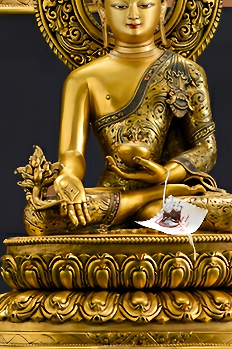 Tibetan handcrafted Shakyamuni Buddha statue in copper, reflecting devotion, artistry, and Tibetan Buddhist cultural heritage.