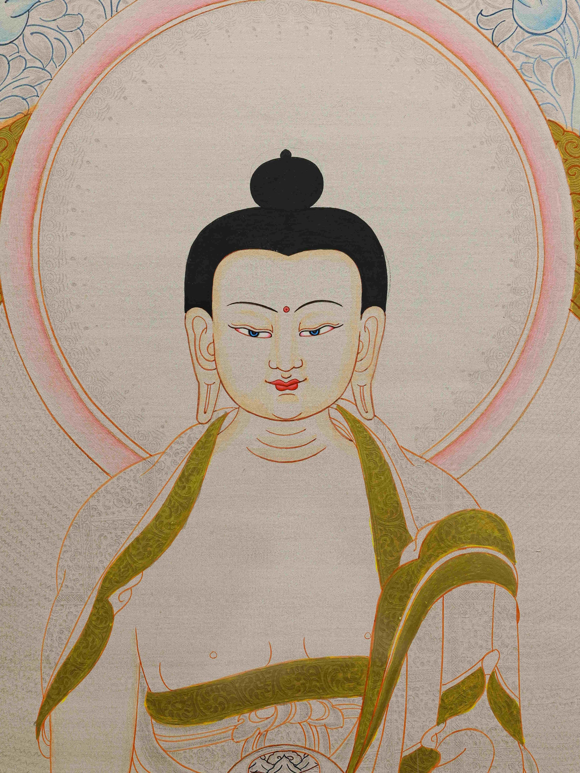 Authentic Silver Foil Shakyamuni Thangka – Handmade Tibetan Buddhist Art