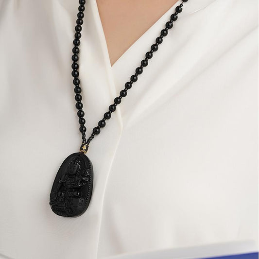 Handcrafted Tibetan Buddhist copper necklace with Thangka art, ideal for meditation and protection.