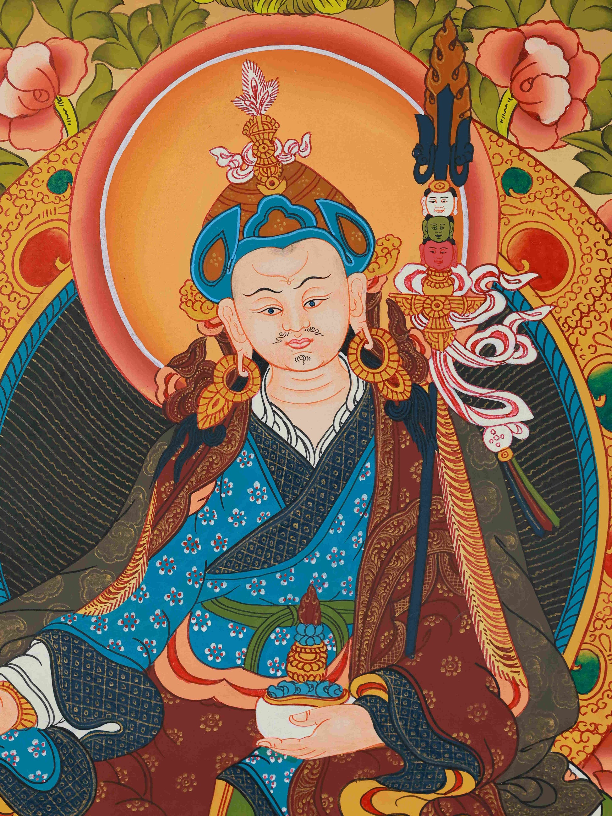 Tibetan Buddhist Padmasambhava Thangka - Hand Painted Spiritual Art