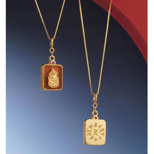 “Handcrafted Tibetan Buddhist 925 silver lucky pendant necklace with Thangka-inspired motifs for fortune and blessings.”