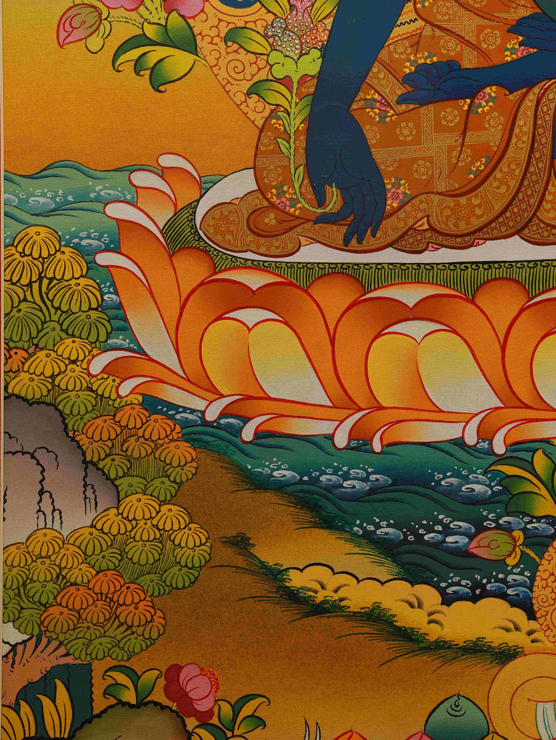 Tibetan Buddhist Medicine Buddha Thangka - Healing Blessings and Health Artwork