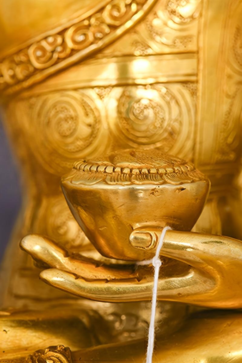 Tibetan-Buddhist Shakyamuni and Three Times Buddha statue, handcrafted copper Buddha art representing spiritual liberation.