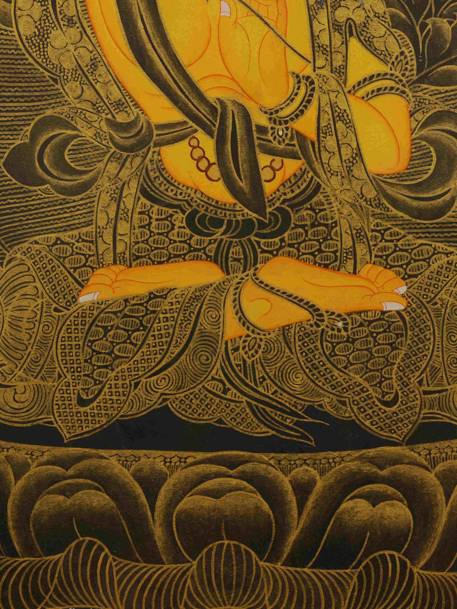 Ancient-style Tibetan Vajrasattva Thangka painting, hand-painted with natural mineral pigments.