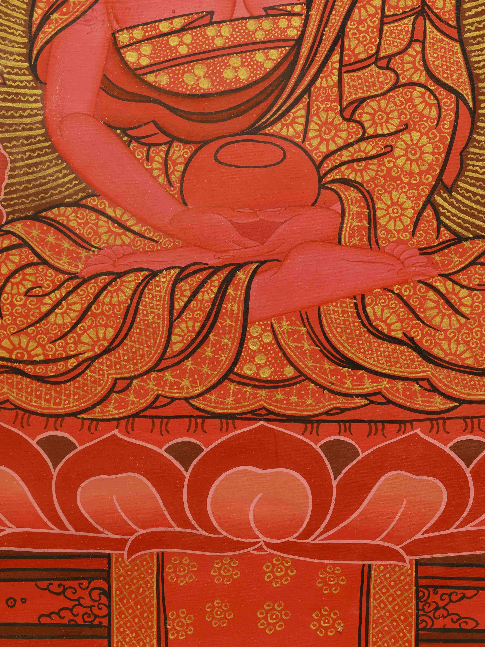 Classic Tibetan Thangka painting of Vairocana Buddha, ideal for home altar or shrine space.