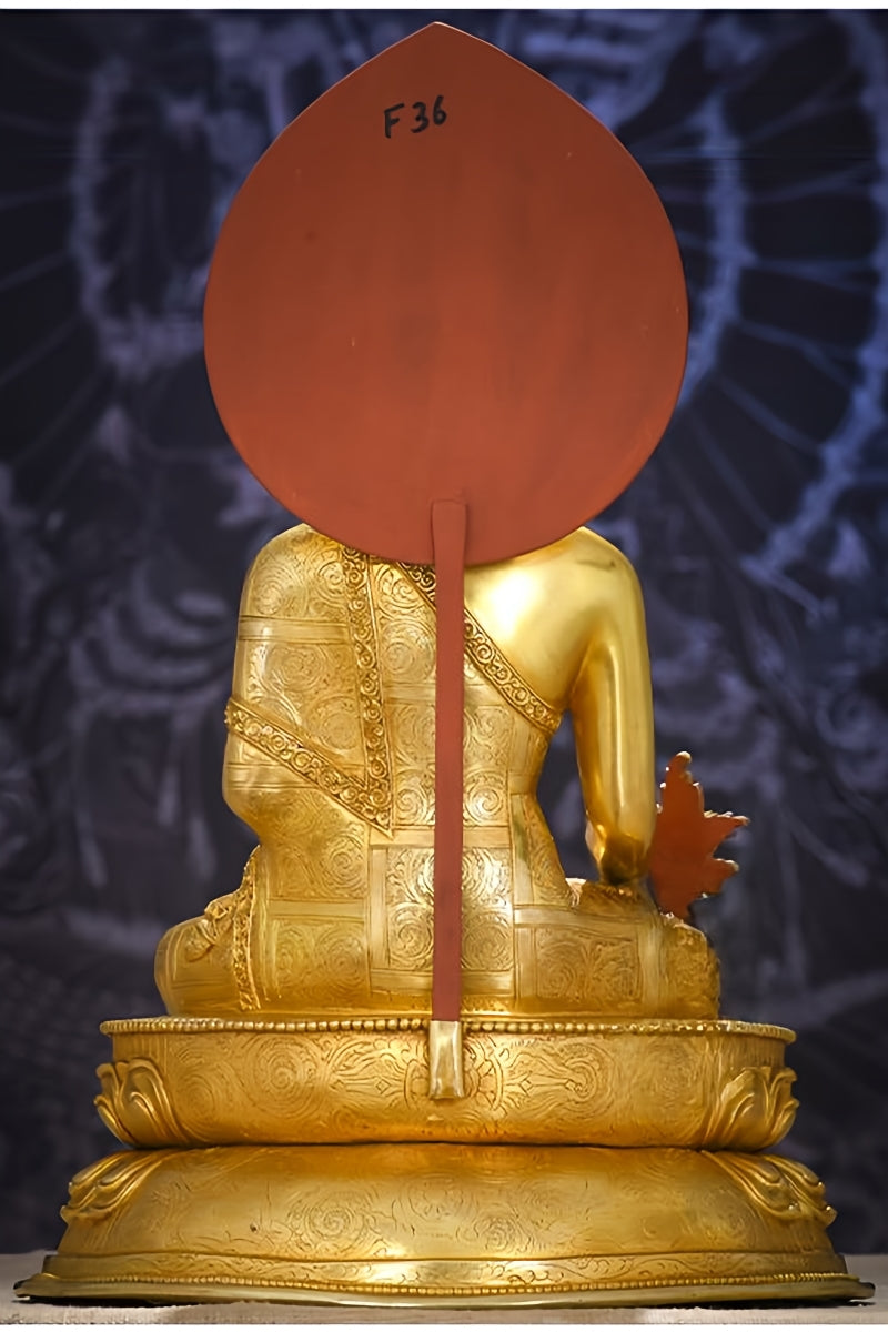 Tibetan-Buddhist Shakyamuni Three Buddhas handcrafted statue, symbol of enlightenment, peace, and protection in Buddha art.