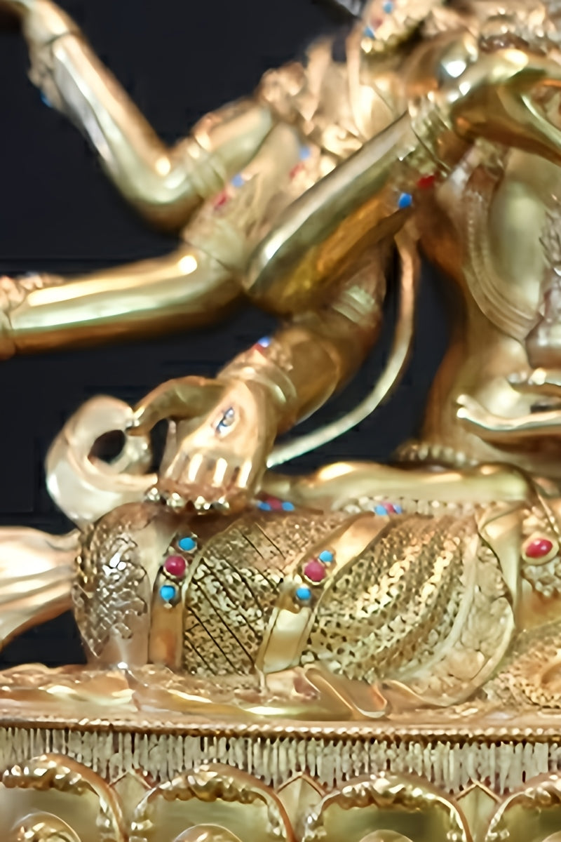 Tibetan Buddhist art Ushnisha Vijaya brass hand-painted statue, crafted with mineral pigments for wisdom, peace, and family protection.