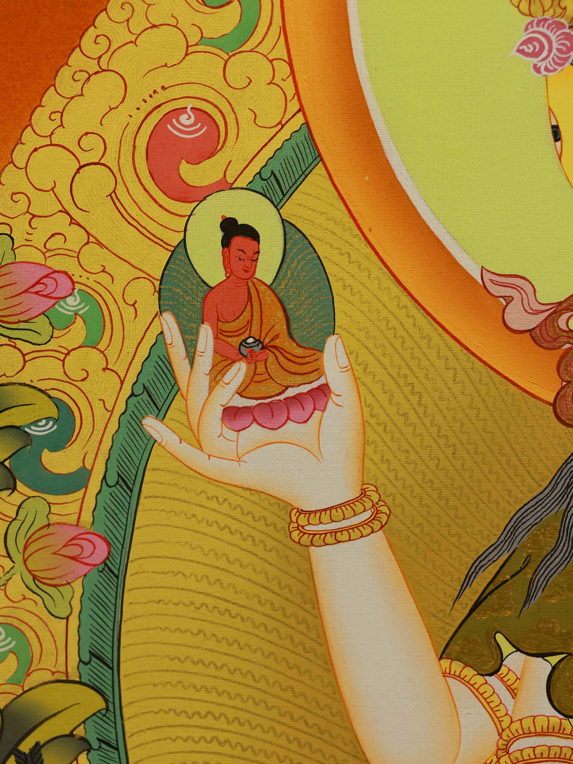 Hand-painted Tibetan Thangka of Ushnishavijaya Goddess – Symbol of Longevity and Enlightenment