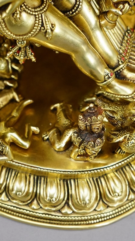 Tibetan-Buddhist Vajrapani Buddha, Hand-Painted Mineral Art