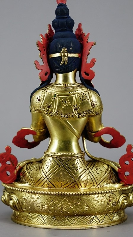 Vajradhara Buddha Statue-Art in Tibetan Buddhist tradition, gold gilt surface with natural mineral materials, handcrafted Tibetan Buddhist statues representing supreme enlightenment