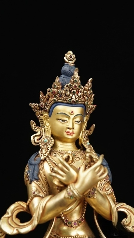 Tibetan Buddhist Vajradhara statue with gilded finish, authentic Tibetan Buddhist statues and refined Buddha Statue-Art for meditation