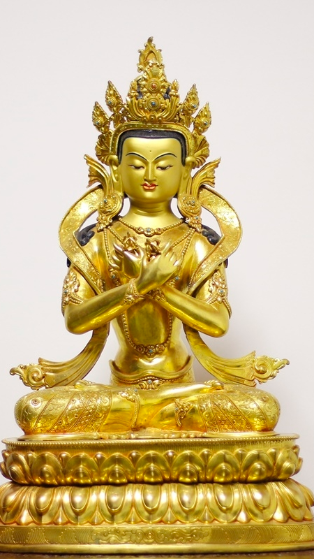 Tibetan-Buddhist Vajrapani Sculpture – Copper with Mineral Paint
