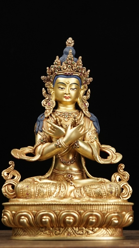 Tibetan-Buddhist Vajrapani Statue – Copper, Handpainted Details