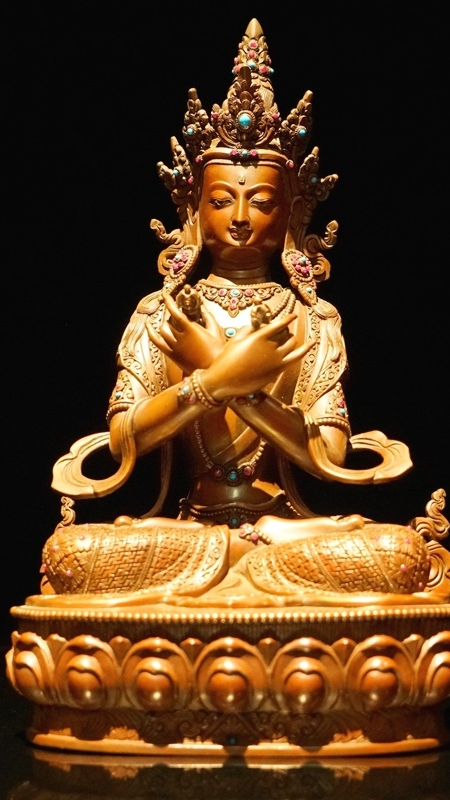 Vajradhara Tibetan Buddhist statues made of purple copper, handcrafted Buddha Statue-Art with mineral pigments for altar and meditation