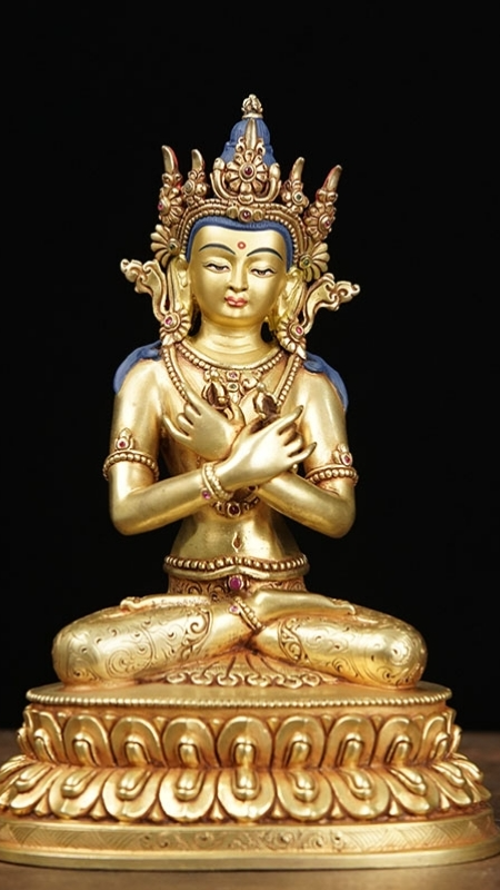 Tibetan-Buddhist Vajrapani Sculpture – Copper, Mineral Pigments