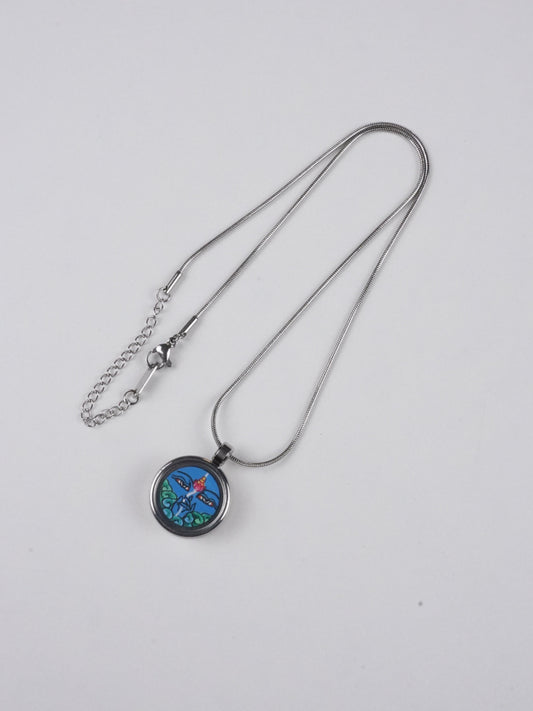 Tibetan Buddhist Vajrapani Thangka jewelry, small handmade pendant painted with mineral pigments, a powerful Buddha art amulet for spiritual strength.